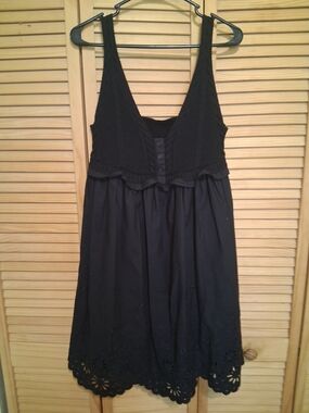 Anthropologie Black Eyelet Hem Midi Dress
